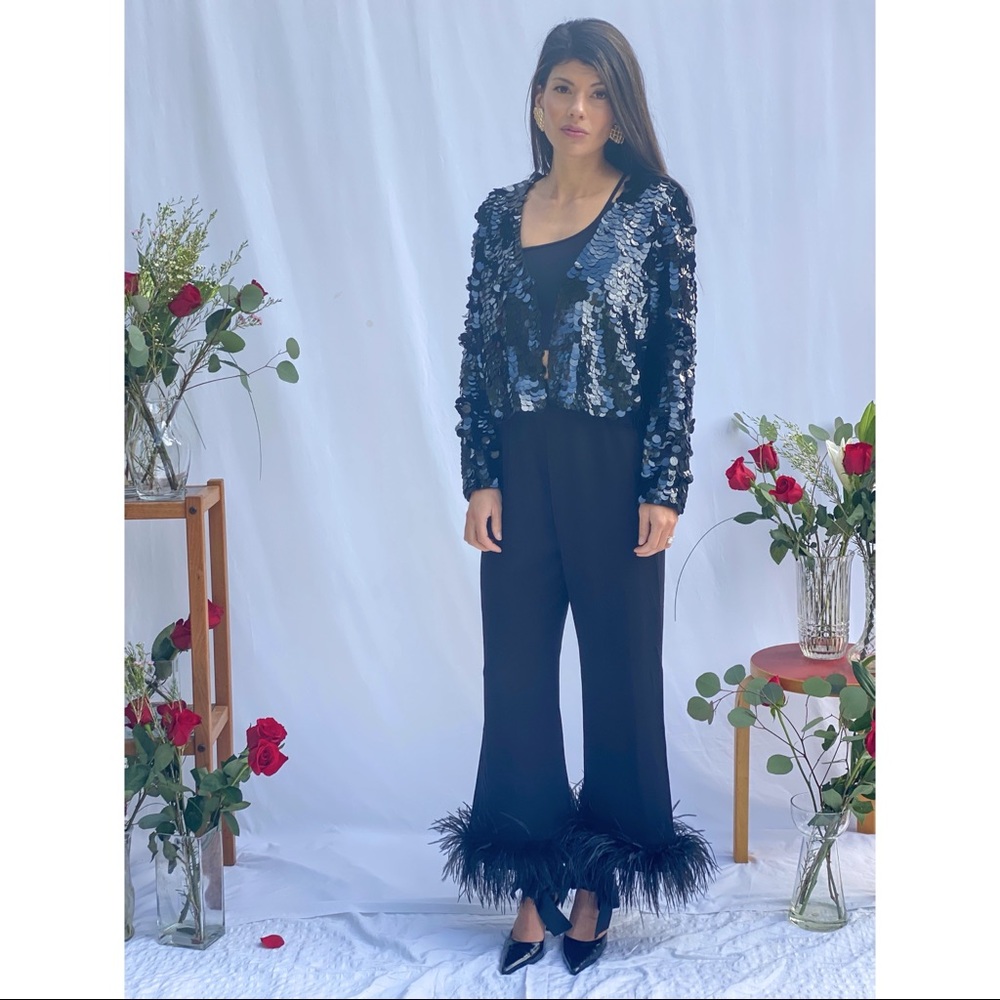 Vintage Black Sequin Cardigan